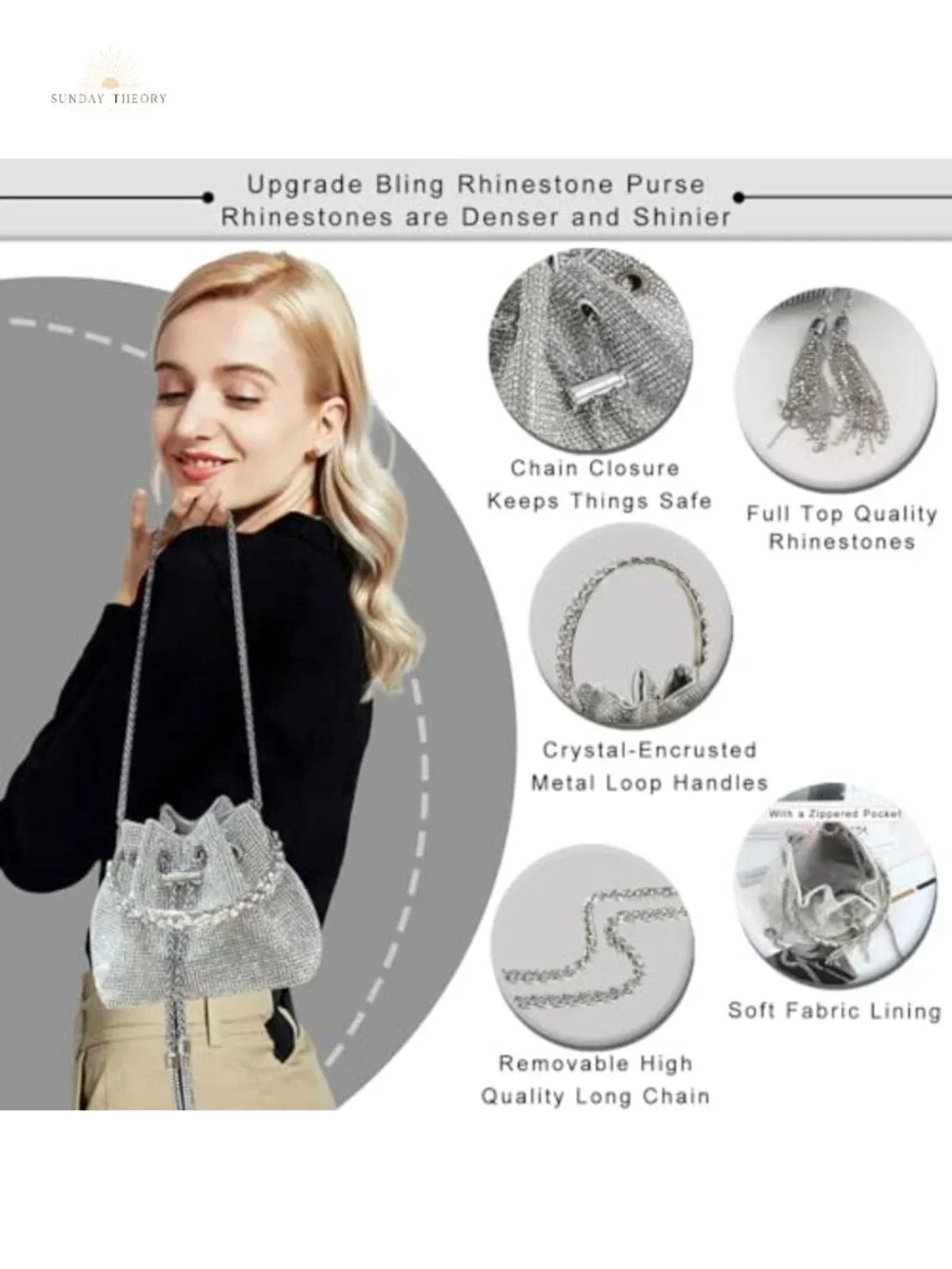 Rhinestone Evening Bag Bling Clutch Purse for Women Party Wedding Prom